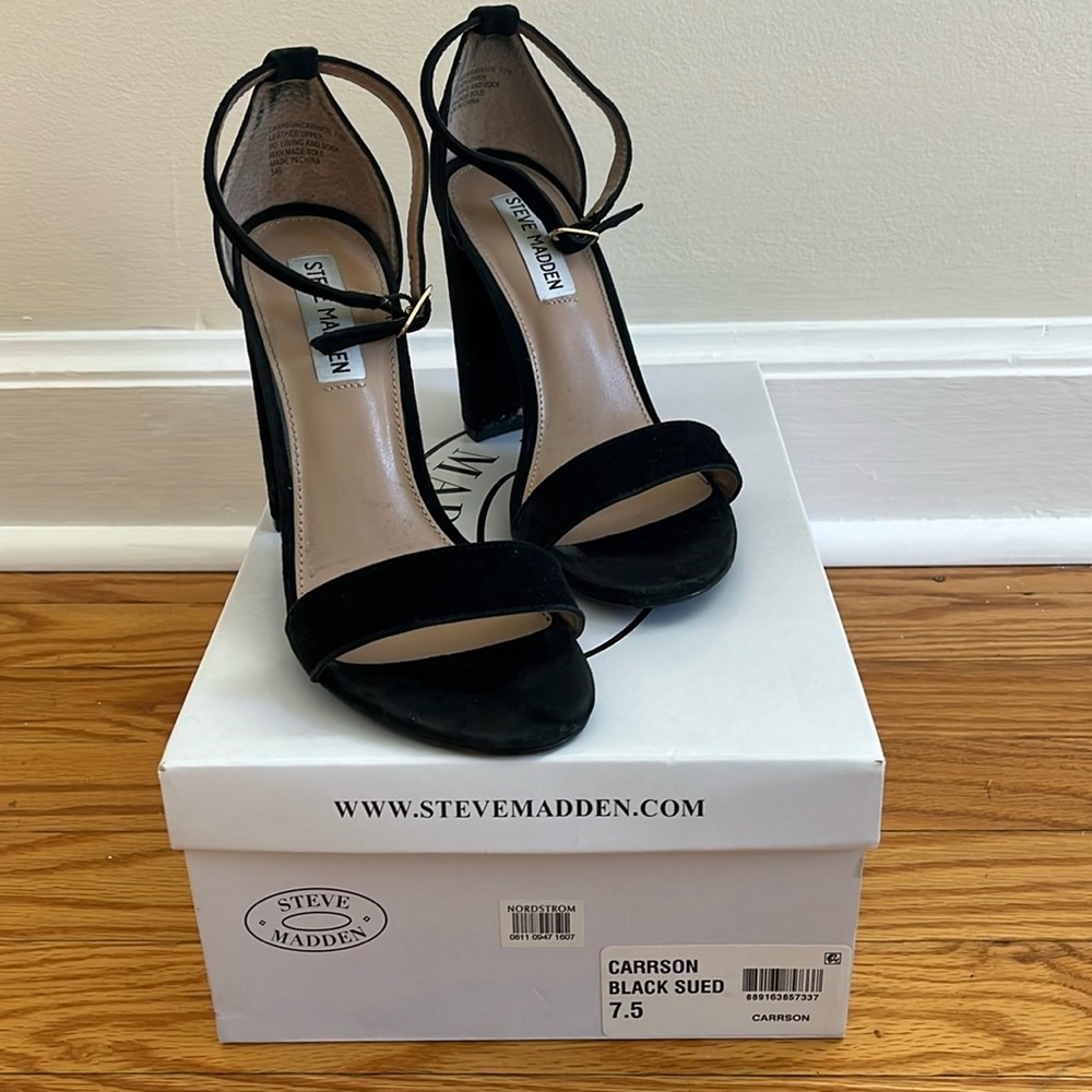 Steve Madden Black Suede “Carrson” Heels Size 7.5